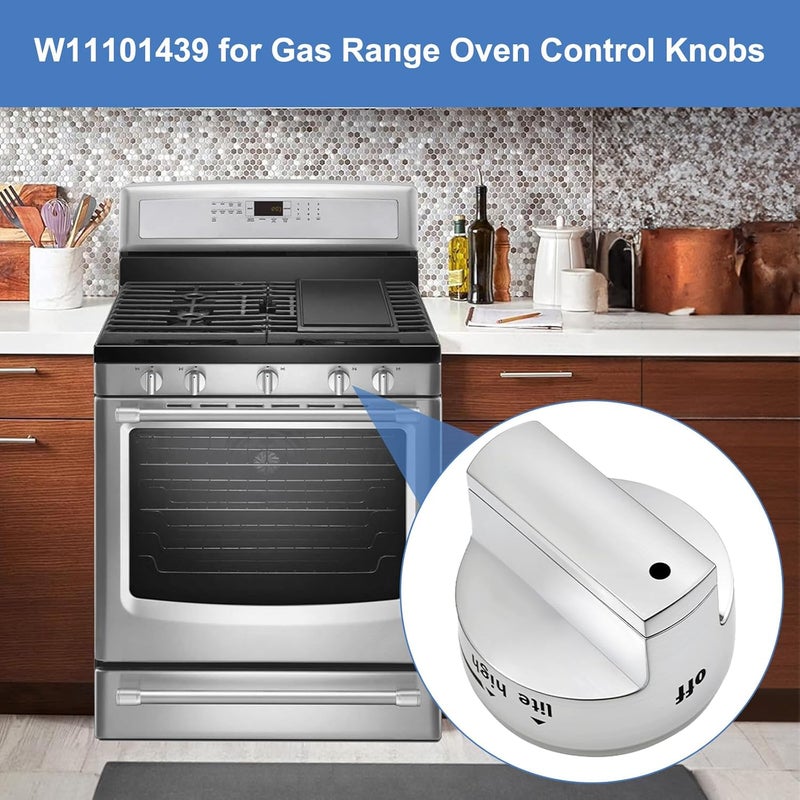 Gesleben W11101439 Stove Knobs Compatible with Whirlpool Maytag Range Surface Burner Knobs Replacements for 4534467 AP6238046 PS12074638 MGR6600FW0 MGR6600FZ0 MGR7700LZ0 5PCS - Image 5